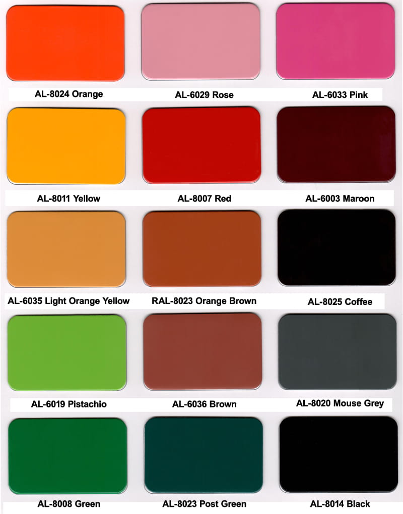 Alucoworld Aluminum Composite Panel Color Chart